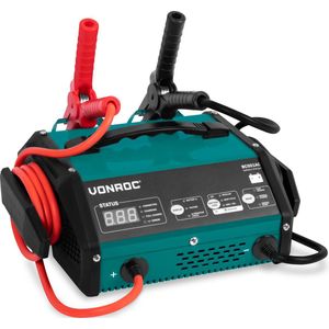 VONROC Acculader met jump starter – Max. 15A – Voor loodzuuraccu’s van 6V of 12V