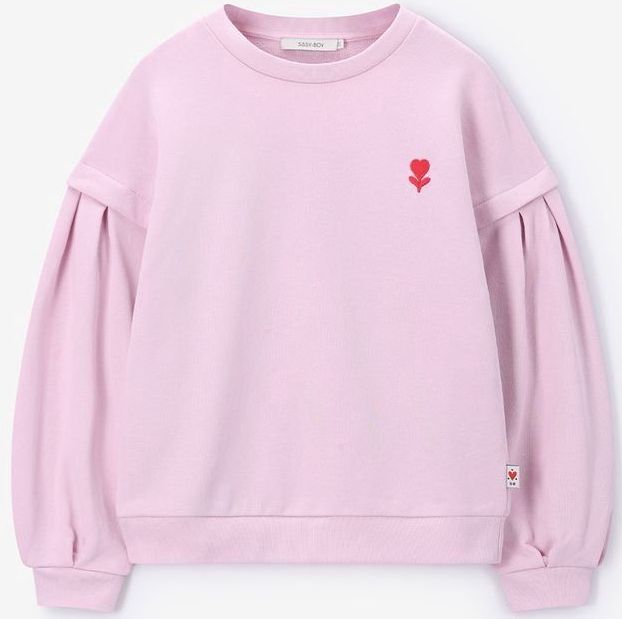 Sissy-Boy - Lichtroze sweater met pofmouwen