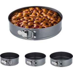 Relaxdays springvormen - set van 4 - bakvorm rond - taartvormen - anti-aanbaklaag - rvs