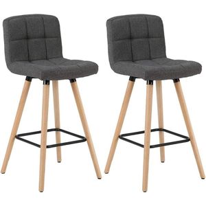 Rootz Set van 2 barkrukken - Tegenkrukken - Hoge stoelen - Comfortabele linnen zitting - Ergonomische rugleuning - Stevig houten frame - 96 cm x 40 cm x 36 cm