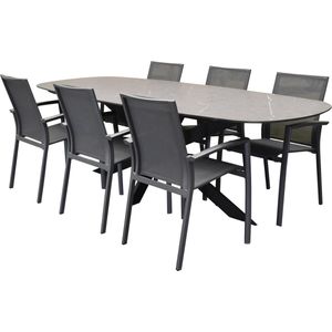 San Francisco Malaga dining tuinset 240x100xH76 cm 7 delig keramiek