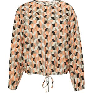 s.Oliver - Blouseshirt - Grijs - Oranje - Zwart - Wit - Lange Mouw