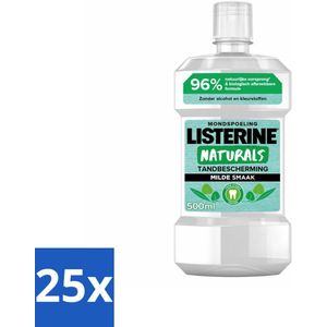 25 x Listerine Naturals Mondwater Tandbescherming 500 ml - Tandglazuur - Tandplak - Mondspoeling - Gezonde Tanden - Gezond Tandvlees