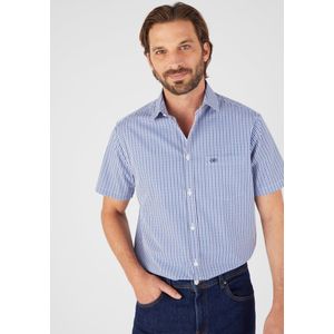 Damart - Geruit overhemd in popeline van zuiver katoen - Heren - Blauw - 39/40