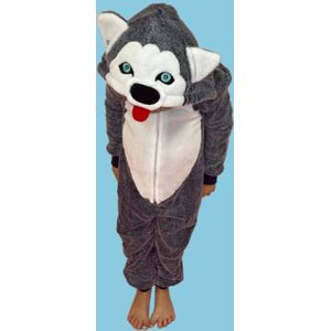 Onesie, Jumpsuit ""Husky Dog"" hooded fluffy super soft kids 5-6 jaar