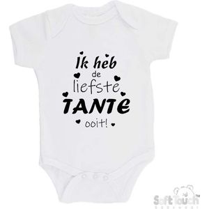 100% katoenen Romper ""Ik heb de liefste TANTE ooit!"" Unisex Katoen Wit/zwart 68/74