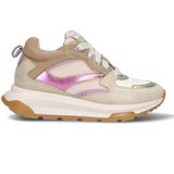Braqeez 425250-994 Meisjes Lage Sneakers - Beige/Paars/Wit - Nubuck - Veters