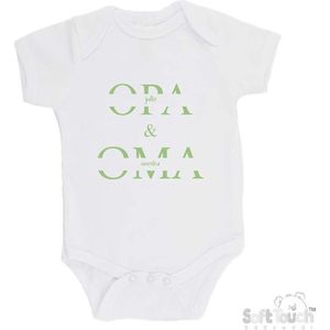 100% katoenen Romper ""Jullie worden opa & oma"" Unisex Katoen Wit/sage green (saliegroen) 62/68