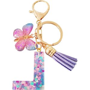 Sleutelhanger voor dames - Schattig en gepersonaliseerd cadeau voor zus (paars-L)