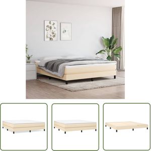 The Living Store Boxspringframe - Crème - 203 x 180 x 25 cm - Stof en Multiplex