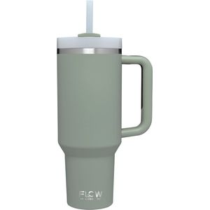 Flow Goods Tumbler - Groen – Thermosbeker met Handvat – Drinkfles met Rietje – 1.2 Liter - Koffiebeker – Thermosbeker – Travel Mug – Koffie to Go