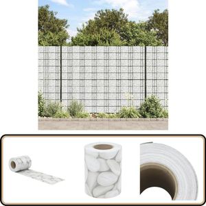 vidaXL Tuinscherm - Marmergrindpatroon - 35x0,19 m - Grijs Privacy Scherm - Tuin Privacy - Buitenscherm - Schutting Deel - Balkon Scherm
