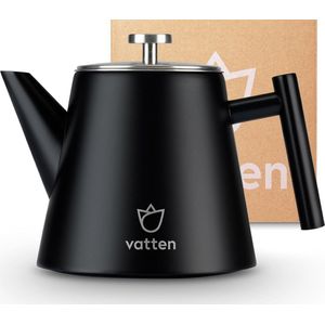 Vatten® - Premium RVS Theepot - Incl. RVS Theefilter - 1L - Zwart - Dubbelwandig