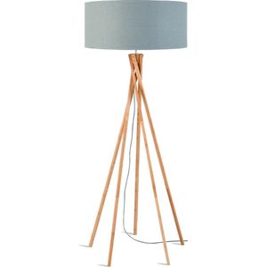 GOOD&MOJO Vloerlamp Kilimanjaro - Lichtgrijs/Bamboe - Ø60cm - Scandinavisch,Bohemian - Staande lamp voor Woonkamer - Slaapkamer