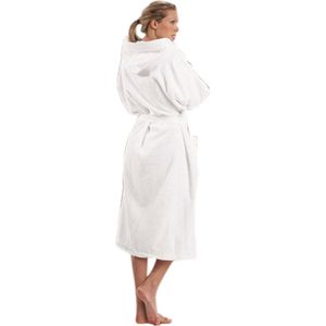 Badjas Kimono met capuchon - Maat M - WIT (100% katoen)