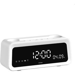 Klok Dual Alarm Draadloze Bluetooth-luidspreker Bas Nieuwe Creatieve Schermdisplay-luidspreker - Wit