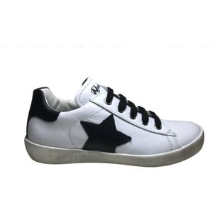 Naturino Mt 29 veter/rits zwarte ster lederen sneakers Annie Wit zwart