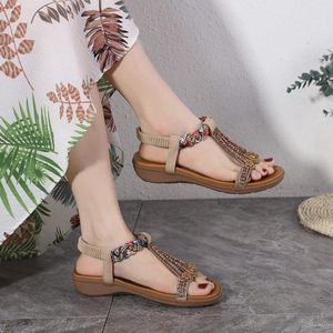 Provento - Zomer Sandalen Dames Comfortabel Casual met Strass Details, Beige, Maat 37