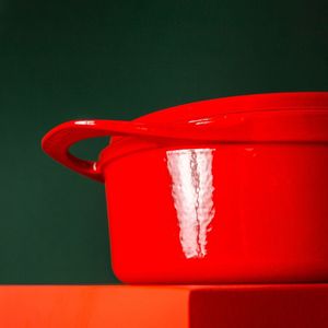 POT ART Gietijzeren braadpan - 24 cm - 11 cm hoog - 4 liter - inductie - Kleur Magma (Rood)
