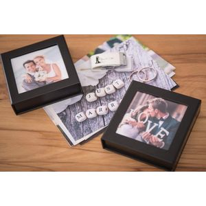 Elegante USB-box met Beeldvenster voor USB-stick – Opbergdoos, Etui, Hoes (Zwart)