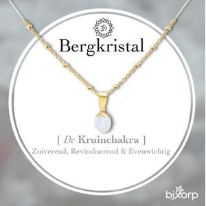Bixorp Bergkristal Chakra Ketting met 18k Verguld Goud - Spirituele Hanger - Roestvrij Staal - 36cm + 8cm verstelbaar