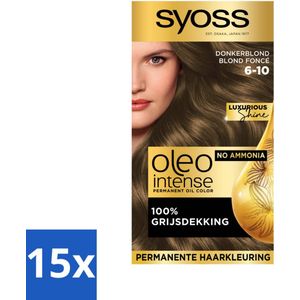 SYOSS - Oleo Intense 6-10 - Haarverf - Permanente Haarkleuring - Donkerblond - Langdurige Kleur - Bulkverpakking - 15 stuks