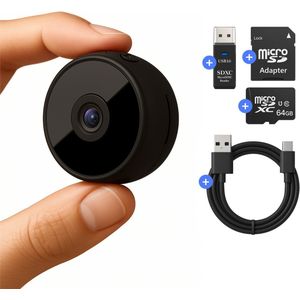 Bastix - X1 PRO - Mini Spy Camera - Bewegingsdetectie en Nachtzicht - Draadloos - Incl 64GB Micro SD kaart