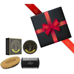 Velihan Beardcare - Baardverzorging Trio Pack Baardbalsem Citrus mix, Baardborstel en Baardkam - Cadeau voor mannen - Vaderdag Cadeau - Cadeau voor hem - Cadeau voor Kerst - Valentijdsdag mannen - Giftset mannen - Geschenkset man