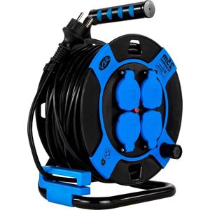 Kabelhaspel IP44 outdoor 4 geaarde stopcontacten 25 m zwart – weersbestendig - lang snoer