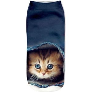 Enkelsokken Kat - kattensokken - fotoprint enkelsokken - Unisex - Maat 36-41