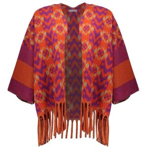 Geisha Vest Poncho Met Print 34603 20 Purple/coral Dames Maat - M