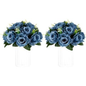 Bloemen Bruiloft Centerpieces voor Tafels 2 Stuks 24 cm Diameter Stoffige Bla Bloem bruiloft tafelopzetstukken voor tafels 2 stuks 24 cm diameter stoffig blauw kunstbloemen bal voor