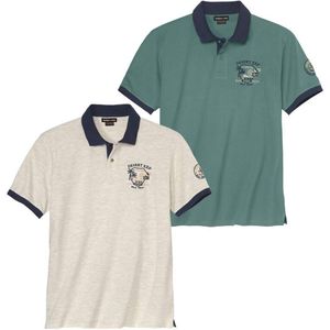 ATLAS FOR MEN - Set van 2 polo’s van piquéstof Désert - Heren - Verkrijgbaar in grote maten - 3XL