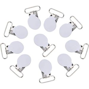 10 Stks 25mm Lolly Jarretellegordel Clips - Ronde Jarretel Bretels - Fopspeen Clip - Diy Clip Maken Benodigdheden - Wit .