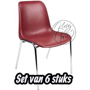 Kantinestoel Helene Bordeauxrood -set van 6- verchroomd onderstel kantinestoel stapelstoel kuipstoel vergaderstoel tuinstoel kantine stoel stapel stoel tuin stoel kantinestoelen stapelstoelen kuipstoelen arenastoel schoolstoel bezoekersstoel Everardo