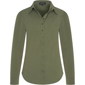 Mi Piace - Travel Blouse Uni 60840 - Dames Blouse - Olijfgroen - Kreukvrij