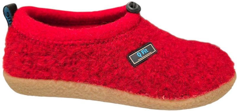 Q Fit - Cato - Dames Pantoffels - Rood - Wol Gekleed