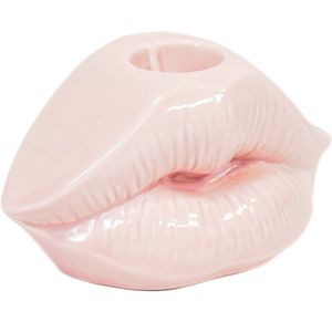 Housevitamin Lips Don't Lie Kandelaar - Dopamine Decor - Eyecatcher - Licht Roze - 10,5x6,5x5,5cm