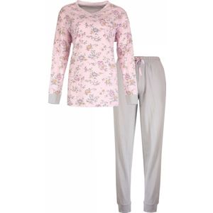 Tenderness Dames Pyjama Set - Bloemetjes print - 100% Gekamde Katoen - Roze- Maat 3XL