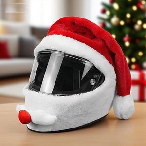 Mmgoqqt 1 Stuk Kerstman-Motorhelmhoes-Kerstdecoratie Helmcover Rood Universeel - Beschermend & Feestelijk Accessoire Voor Motor Scooter