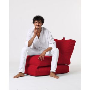 Xoft Living Lounger Linnen Zitzak - Rood