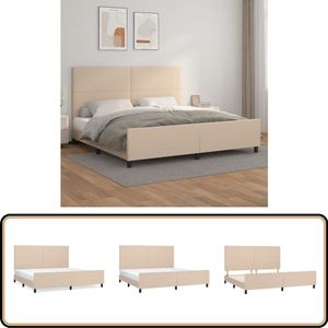 vidaXL Bedframe met hoofdbord - 200x200 cm - Cappuccino Bed Frame - Kapstok - Houten Bed - Tweepersoons Bed - Bruine Bed