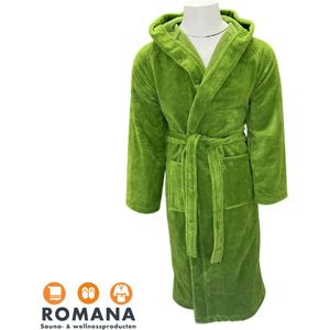 Romana Products Velvet Badjas met Capuchon - Mosgroen - Maat XXL - Luxe Badstof van Katoen en Polyester - Comfortabele Ochtendjas -