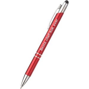 Akyol - beste chef-kok ever pen - rood - gegraveerd - Kok - collega - pen met tekst - leuke pennen - grappige pennen - werkpennen - stagiaire cadeau - cadeau - bedankje - afscheidscadeau collega - welkomst cadeau - met soft touch