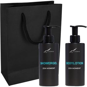 Douchepakket Zen Moment - Showergel + Bodylotion - 300 ml per fles - set van 2 stuks - met luxe gift tas - cadeau - giftset voor hem en haar