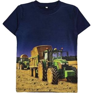 T-shirt John Deere trekker tractor Maat 92 kleur donkerblauw navy zeer mooi!