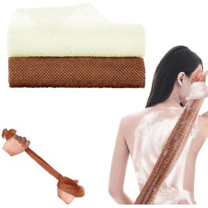 2 stuks - Badspons, Mesh Spons Nylon Mesh Rug Scrubber, Lichaamsscrubber 80X30cm (Wit + Bruin)
