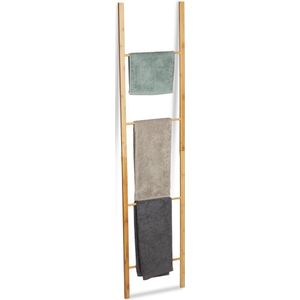 Relaxdays bamboe handdoekenrek klapbaar - 4 roedes - handdoeladder vouwbaar - hout bruin