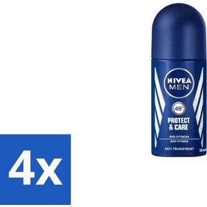 Nivea - Men - Deodorant - Roller - Protect & Care - 50 ml - Voordeelverpakking - 4 stuks