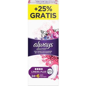 Always Discreet Long Plus  Inlegkruisjes voor Gevoelige Blaas 24+6 Stuks